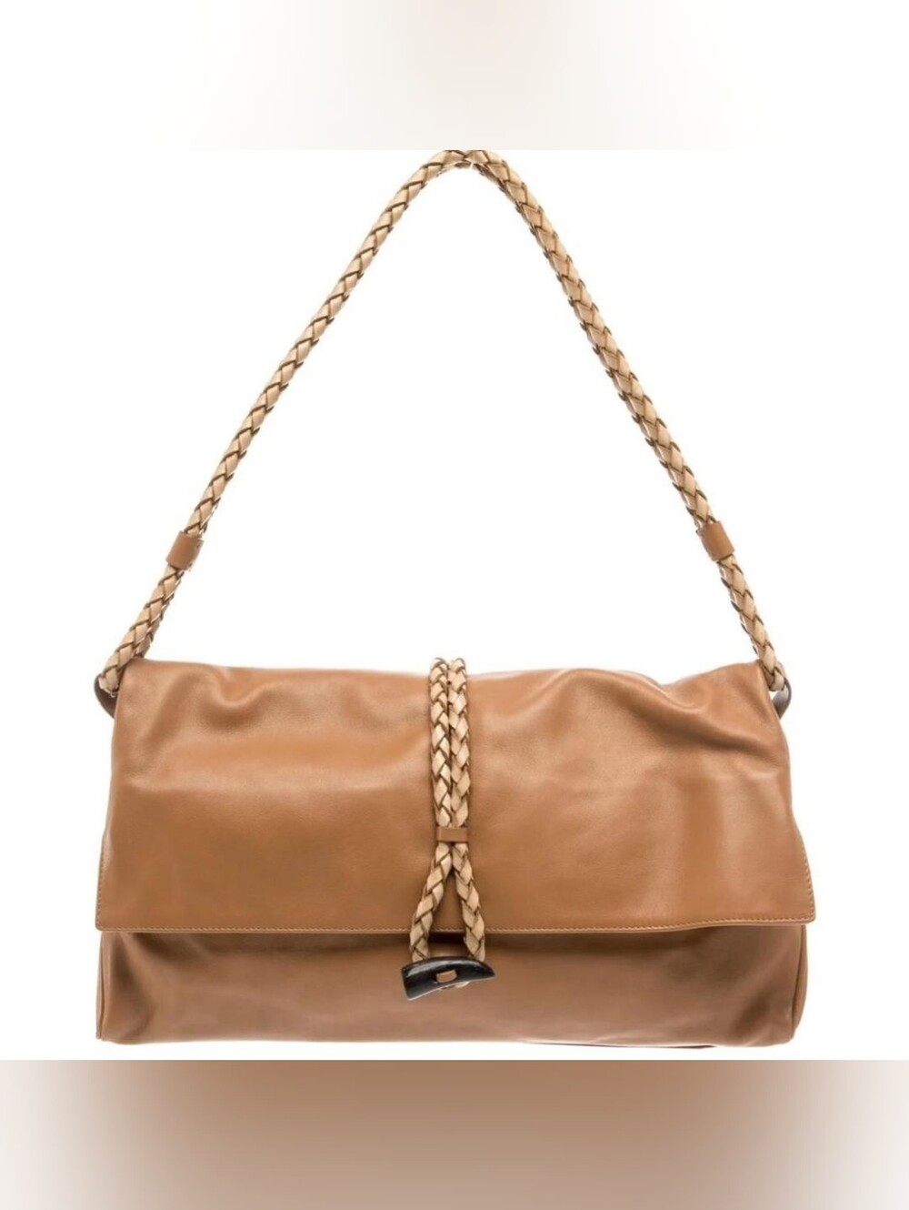 burberry haymarket bag Tan leather toggle bag / braided handles